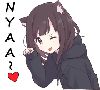 😏 NYAAA~ Anime, Neko, Mignon, Kawaii, Coeur telegram sticker
