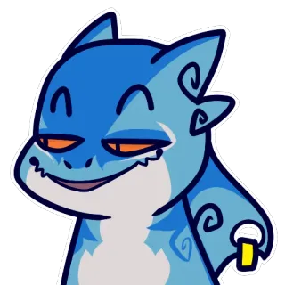 😉 Drache, Cartoon, arrogant, niedlich, Monster, blau, Fantasy whatsapp sticker