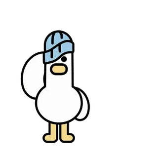 👮 Cartoon, Eend, Muts, Dier, Schattig whatsapp sticker