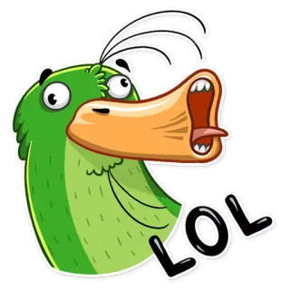 😝 LOL pájaro, pato, dibujo animado, gracioso, lol whatsapp sticker