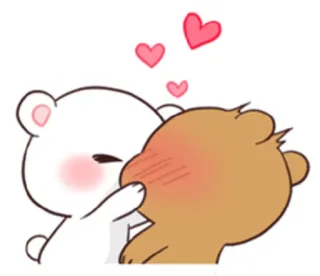 😘 bear, love, kiss, cartoon, cute, couple, hearts telegram sticker