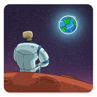 ☹ Astronaut, Weltraum, Erde, Cartoon, Mond, Sterne, Alien whatsapp sticker