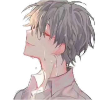 🌧 аниме, грустный, плачущий, эмоциональный, персонаж, парень, манга whatsapp sticker