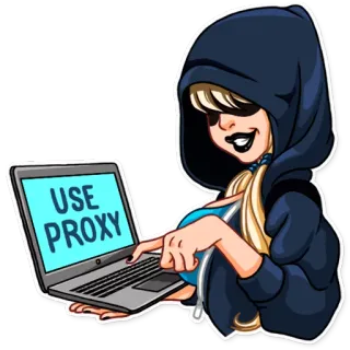 😈 USE PROXY proxy, computer, laptop, internet, security, girl telegram sticker