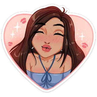 ❤️ cartone animato, cuore, bacio, ragazza, carino telegram sticker