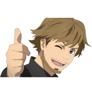👍 Аниме, Персонаж, Палец вверх, Подмигивание, Одобрение whatsapp sticker