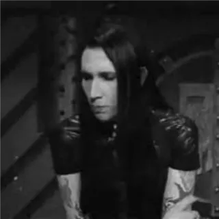 ☹ Marilyn Manson marilyn manson, sänger, rock, promi, porträt, schwarzweiß telegram sticker