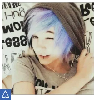 😉 Подросток, Эмо, Сцена, Волосы, Синий, Фиолетовый, Пирсинг telegram sticker