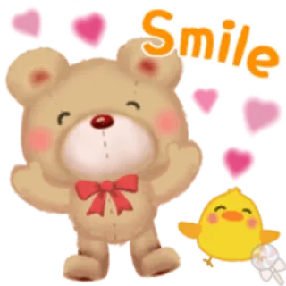💕 Smile かわいい, クマ, ひよこ, ハート, 笑顔, マンガ, カワイイ telegram sticker