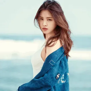 🦄 女性, ポートレート, ビーチ, 髪, 海, 海, 可愛い, 女の子 telegram sticker