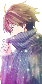 🤭 Anime, Anak laki-laki, Sweater, Berkilau, Musim dingin, Imut, Manga, Seni telegram sticker