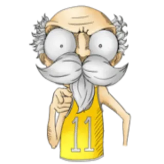 👈 cartoon, old man, number 11, character, illustration, offensive gesture telegram sticker