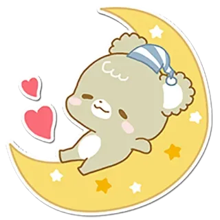 😴 fofo, lua, urso, sonolento, kawaii, desenho animado telegram sticker
