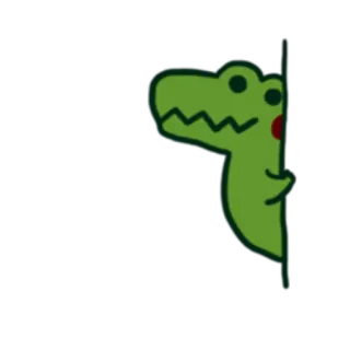🌜 Hoạt hình, Động vật, Cá sấu, Bò sát, Nhìn trộm, Xanh lá cây, Nhãn dán telegram sticker