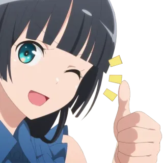 👍 Аниме, Девушка, Большой палец вверх, Подмигивание telegram sticker