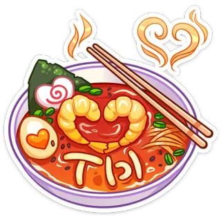 🍛 ты ราเม็ง, บะหมี่, อาหาร, รัสเซีย, หัวใจ, กุ้ง telegram sticker
