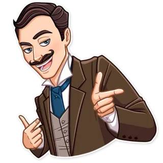 👉 Mann, Zeigen, Vintage, Schnurrbart, Anzug whatsapp sticker