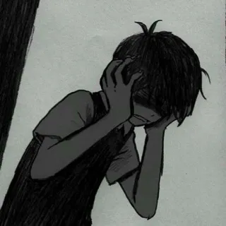 🎡 triste, ansioso, arrabbiato, angosciato, emotivo, personaggio, bianco e nero telegram sticker