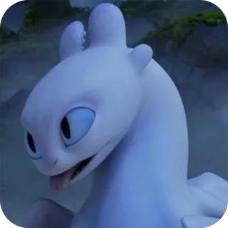 😛 Light Fury How to Train Your Dragon дракон, милый, мультяшный, животное, белый whatsapp sticker