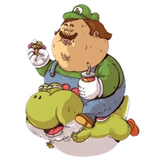 🍔 Luigi Luigi, Yoshi, Super Mario, Nintendo, Video game, Fan art whatsapp sticker