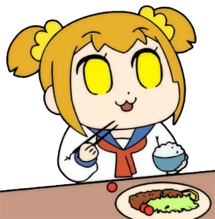 🍽 Popuko Pop Team Epic anime, manga, pop team epic, popuko, eating, funny telegram sticker