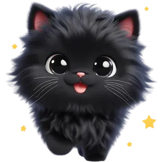😄 кот, черный кот, милый, котёнок, звезды, животное telegram sticker