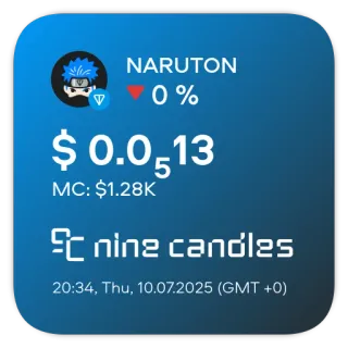 📊 NARUTON
0%
$ 0.0513
MC: $1.28K
nine candles
20:34, Thu, 10.07.2025 (GMT +0) telegram sticker