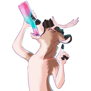 🍾 Hirsch, Tier, Trinken, Alkohol, Party, Cartoon telegram sticker