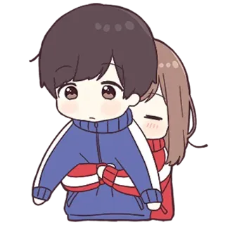 ❤ Anime, Casal, Abraço, Fofo, Desenho animado, Kawaii, Amor whatsapp sticker