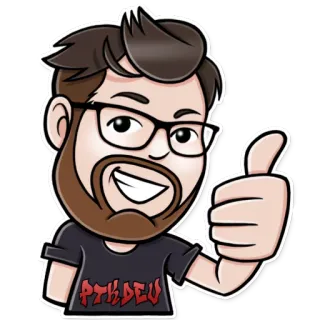 👍 PTKDEV мужчина, очки, большой палец вверх, борода, мультфильм, аватар telegram sticker