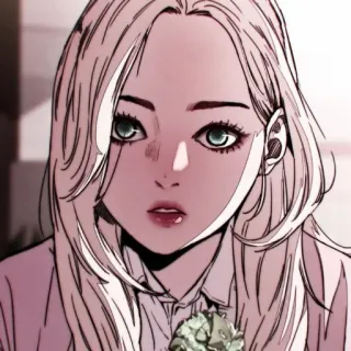 ❤️ anime, girl, portrait, female, blonde, green eyes whatsapp sticker