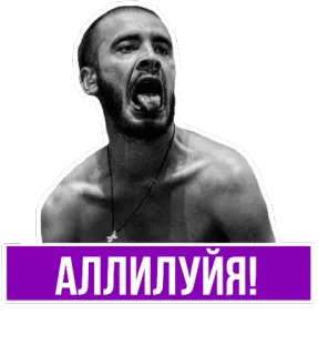 😛 АЛЛИЛУЙЯ! homem, gritando, aleluia, roxo, expressão, adesivo telegram sticker