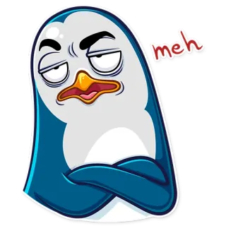 🙄 meh pinguino, meh, cartone animato, umore, espressione, sarcastico whatsapp sticker