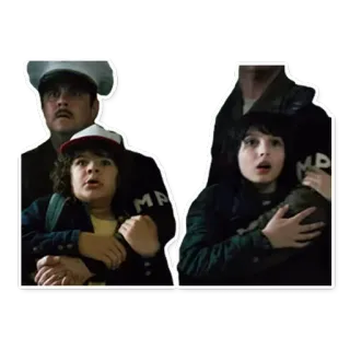 😱 Stranger Things Stranger Things, Dustin Henderson, Mike Wheeler, Eleven, Netflix, TV serie whatsapp sticker