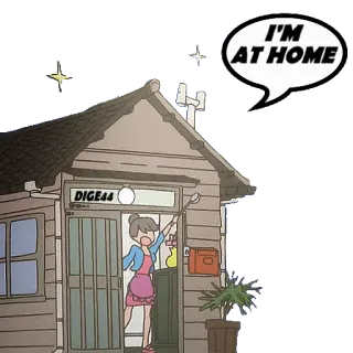 🏠 I'M AT HOME Zuhause, Haus, Tür, Frau telegram sticker