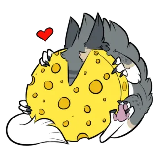 🧀 wolf, cheese, heart, cartoon, animal, cute telegram sticker