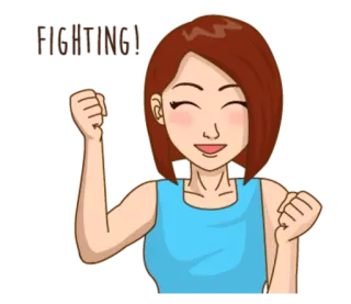 💪 Yeah! dessin animé, femme, excitation, célébration telegram sticker