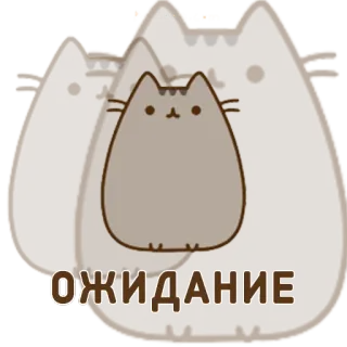 ⏰ ОЖИДАНИЕ кот, ожидание, семья, Pusheen, мультфильм whatsapp sticker