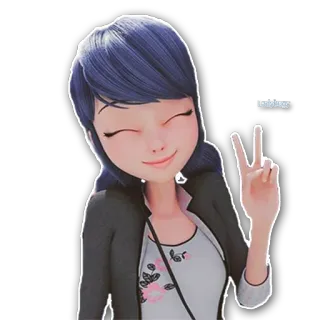 😊 Marinette Dupain-Cheng Miraculous: Tales of Ladybug & Cat Noir Marinette, Ladybug, Desenho animado, Animação, Miraculous Ladybug, Sinal de paz telegram sticker