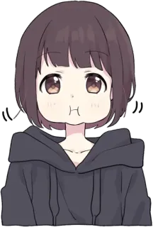 😶 Аниме, Девушка, Мультфильм, Милый, Чиби, Толстовка, Портрет telegram sticker