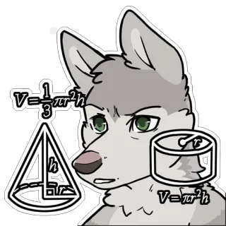 🧮 hond, wiskunde, geometrie, kegel, cilinder, volume telegram sticker