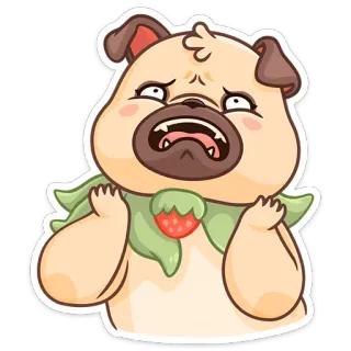 🙅‍♂️ 개, 퍼그, 스티커, 만화, 귀여운, 딸기 telegram sticker