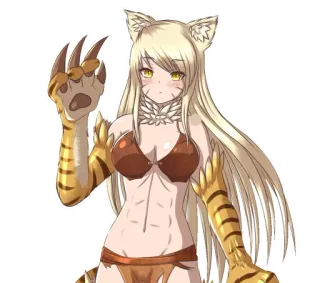 💛 anime, catgirl, tiger, fantasy, character, furry telegram sticker