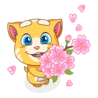 💐 Talking Ginger chat, mignon, kawaii, roux, roux qui parle, fleur, coeur telegram sticker