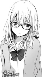 🙁 Kaikyu anime, girl, manga, glasses, cute, school uniform telegram sticker