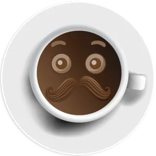 🧐 coffee, mustache, cup, drink, beverage, cartoon telegram sticker