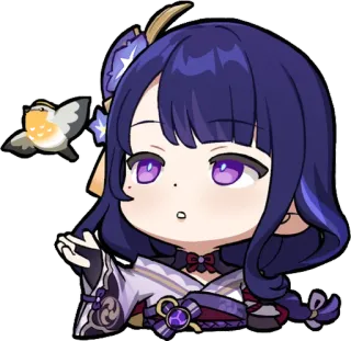 🎭 Raiden Shogun Genshin Impact Anime, Videospiel, Chibi, Niedlich, Charakter, Genshin Impact whatsapp sticker