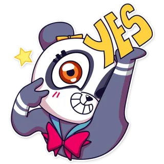 ✅ YES Панда, Животное, Мультфильм, Да, Позитив, Милый, Наклейка whatsapp sticker
