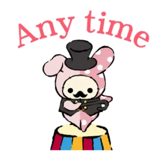 😎 Any time fofo, desenho animado, personagem, rosa, cartola, sempre whatsapp sticker