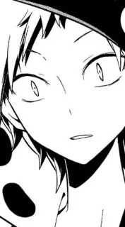 😶 anime, manga, cartoon, character, face, portrait, black and white telegram sticker